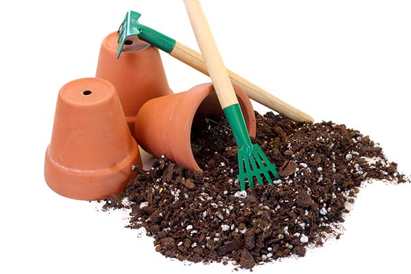 Soil and tools for gardening